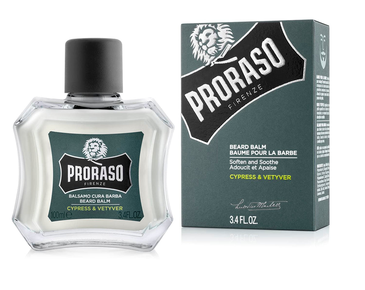 Proraso Beard Balm - Cypress & Vetyver, 3.4 Fl Oz - Nourishing Beard Care Oil