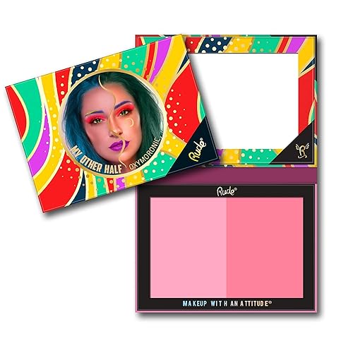 RUDE My Other Half Duo Shade Face Palette - Schizo, 0.4 oz Cranberry Makeup for Women