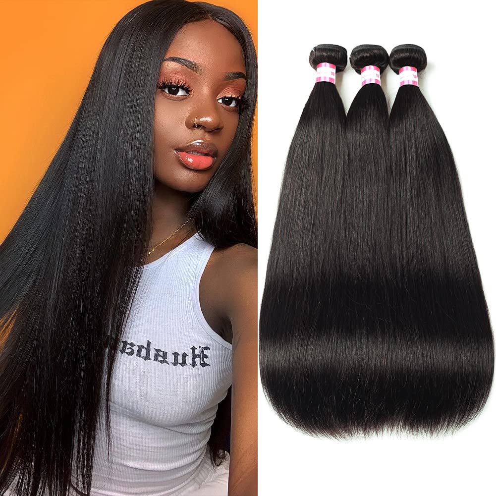 CYNOSURE 9A Virgin Brazilian Straight Hair Bundles 24 26 28 inches - Unprocessed Human Hair