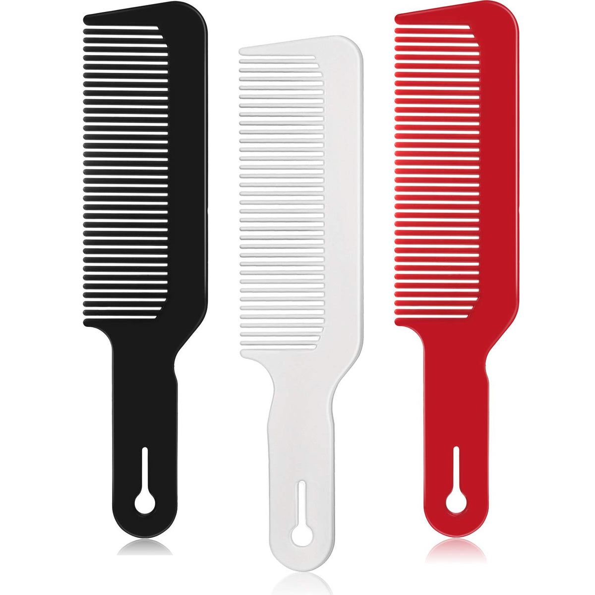 Boao Barber Combs Set - 3 Flat Top Clipper Combs for Hair Cutting, Black, White, Red