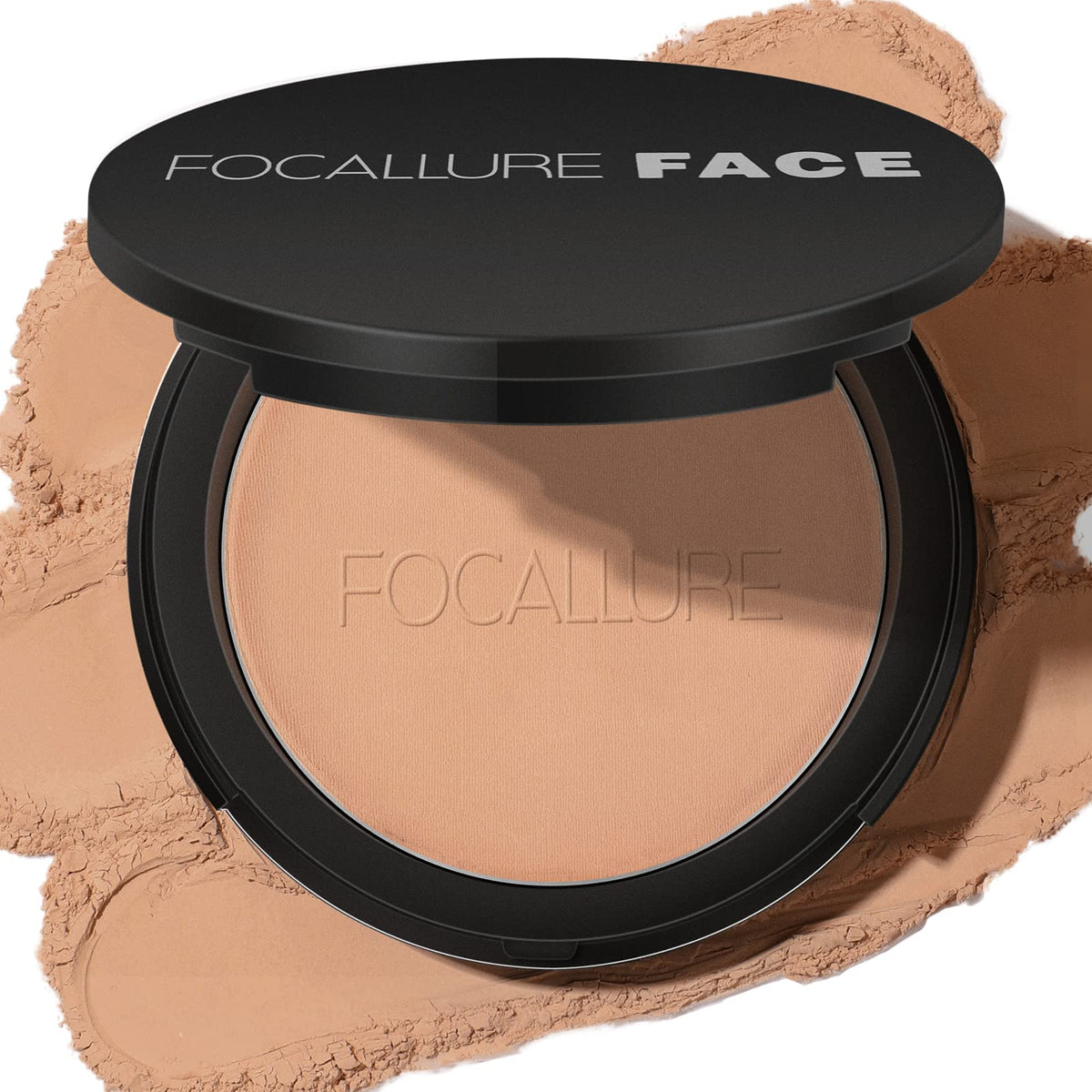 FOCALLURE Flawless Pressed Powder, #03 Wheat, Long-Lasting Matte Finish, 0.29 oz Compact