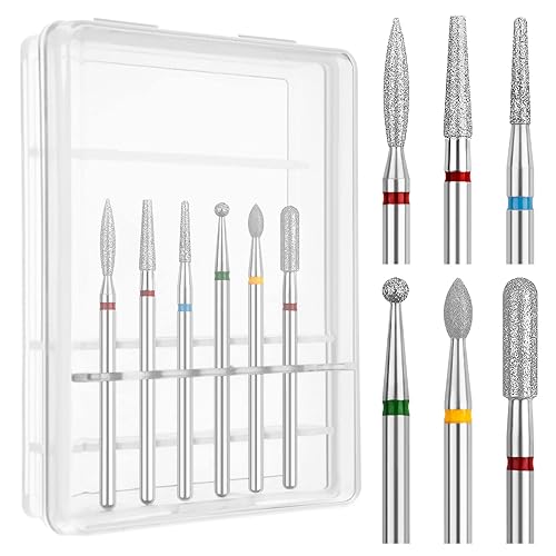 Rolybag Nail Drill Bits Set - 3/32&quot; Diamond Cuticle Cleaners for Professional Nail Care (6 Styles)