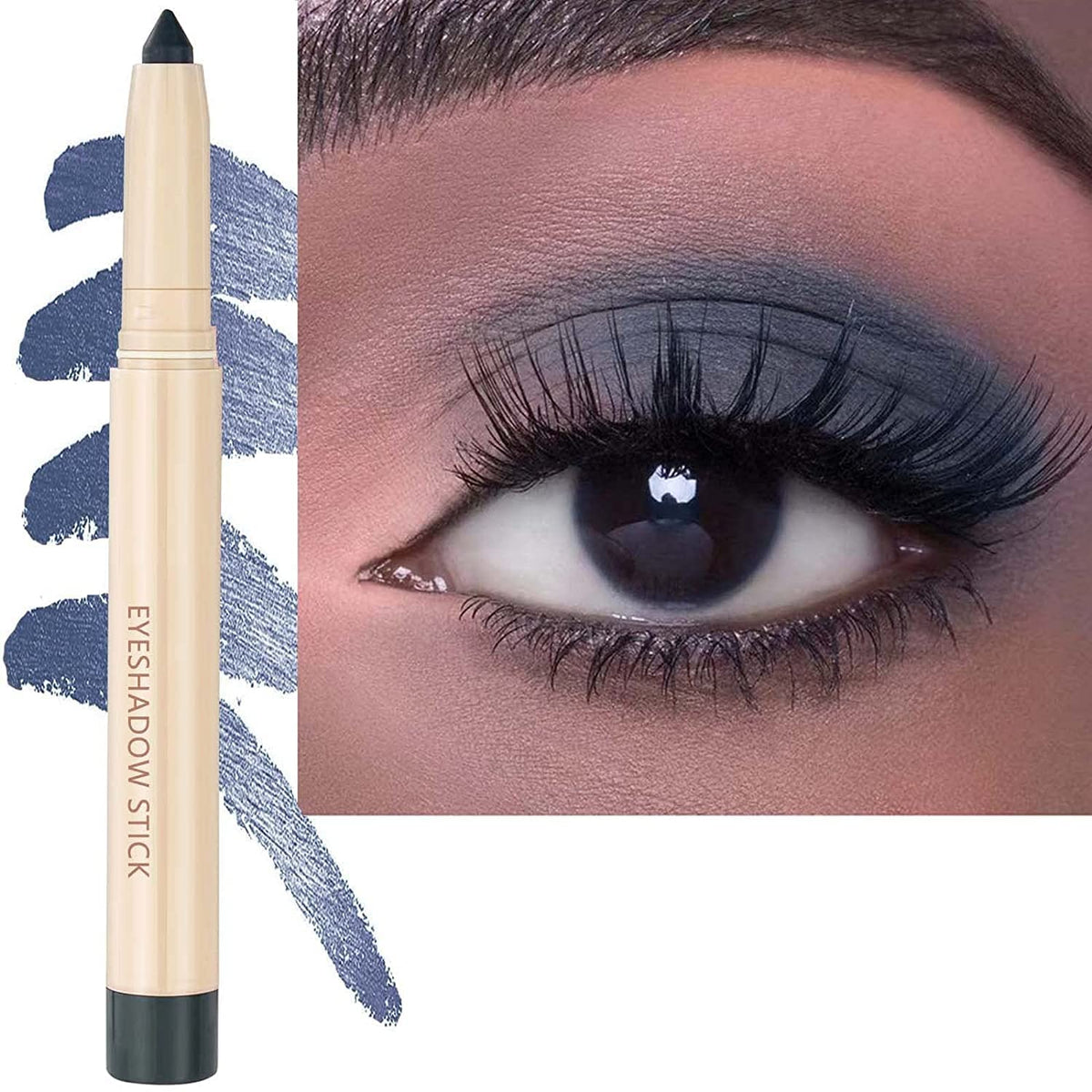 Saubzean Waterproof Eyeshadow Pencil - Blue Grey Matte, Long Lasting Shimmer Crayon, Hypoallergenic