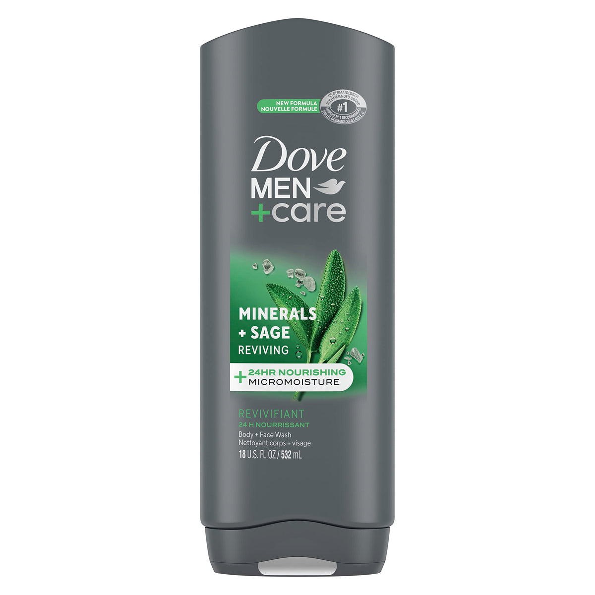 Dove Men + Care Elements Body Wash Mineral+Sage, 18 Oz - Nourishing & Bacteria-Fighting