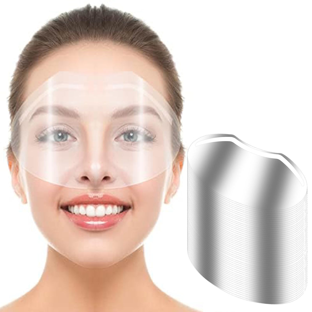 Snmzlc 50 Pcs Transparent Disposable Shower Face Eye Shields For Haircuts & Eyelash Extensions