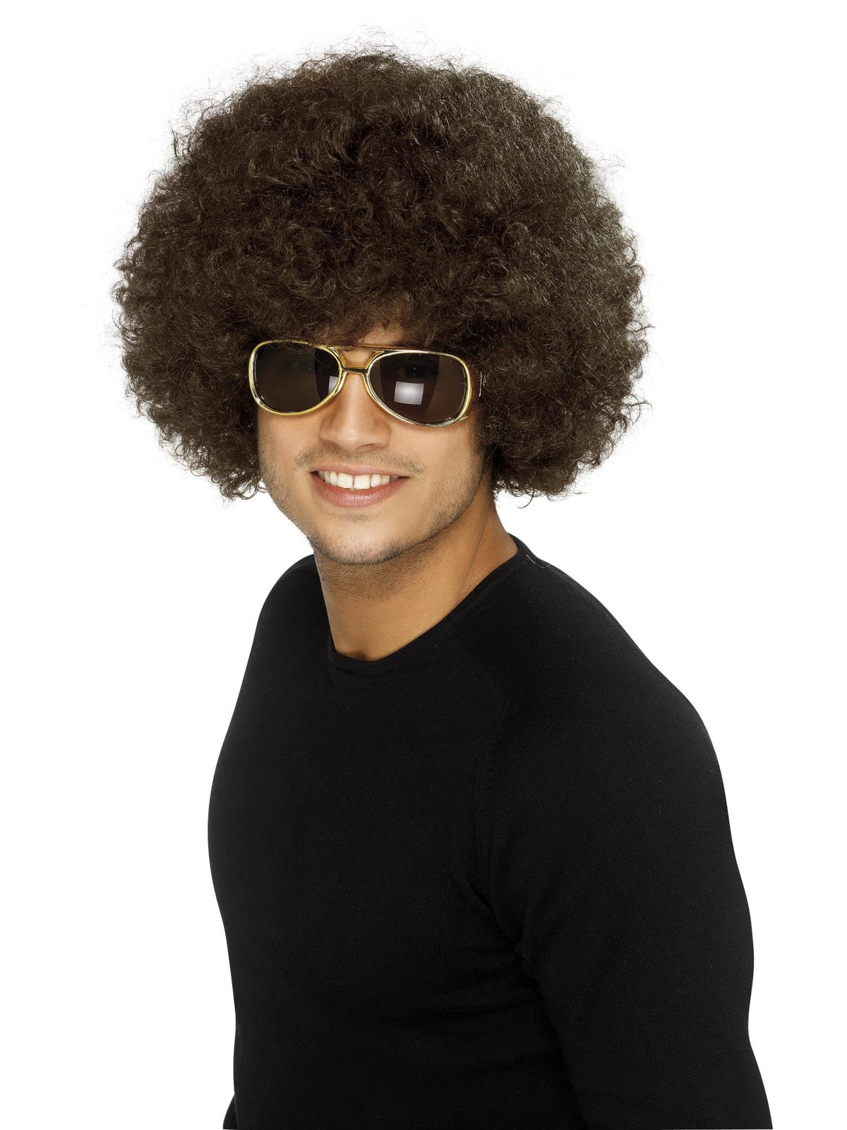 Smiffys Brown 70S Funky Afro Wig - One Size Synthetic Fiber Costume Accessory