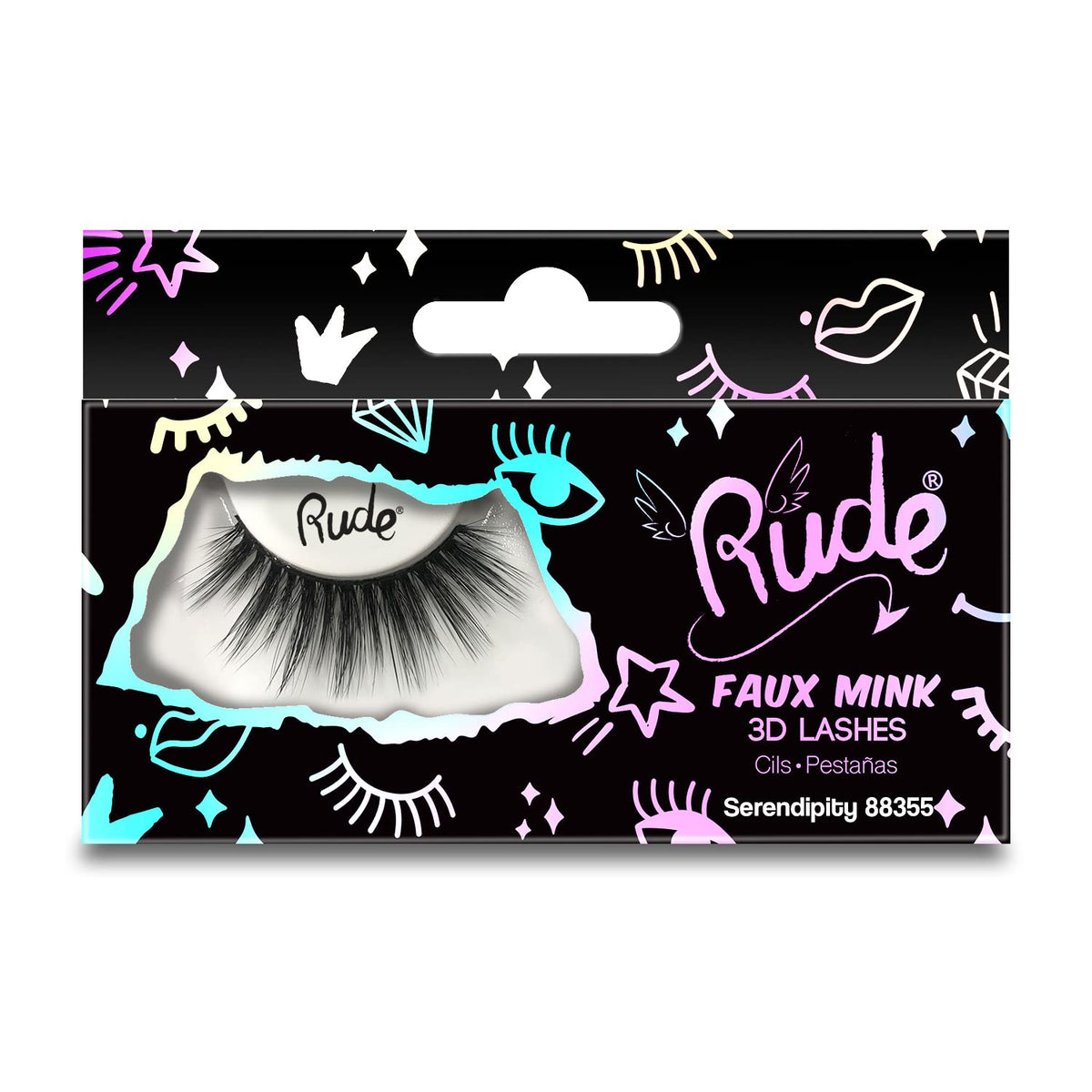 RUDE Faux Mink 3D Lashes - Serendipity Pair for Women, 1 Pc