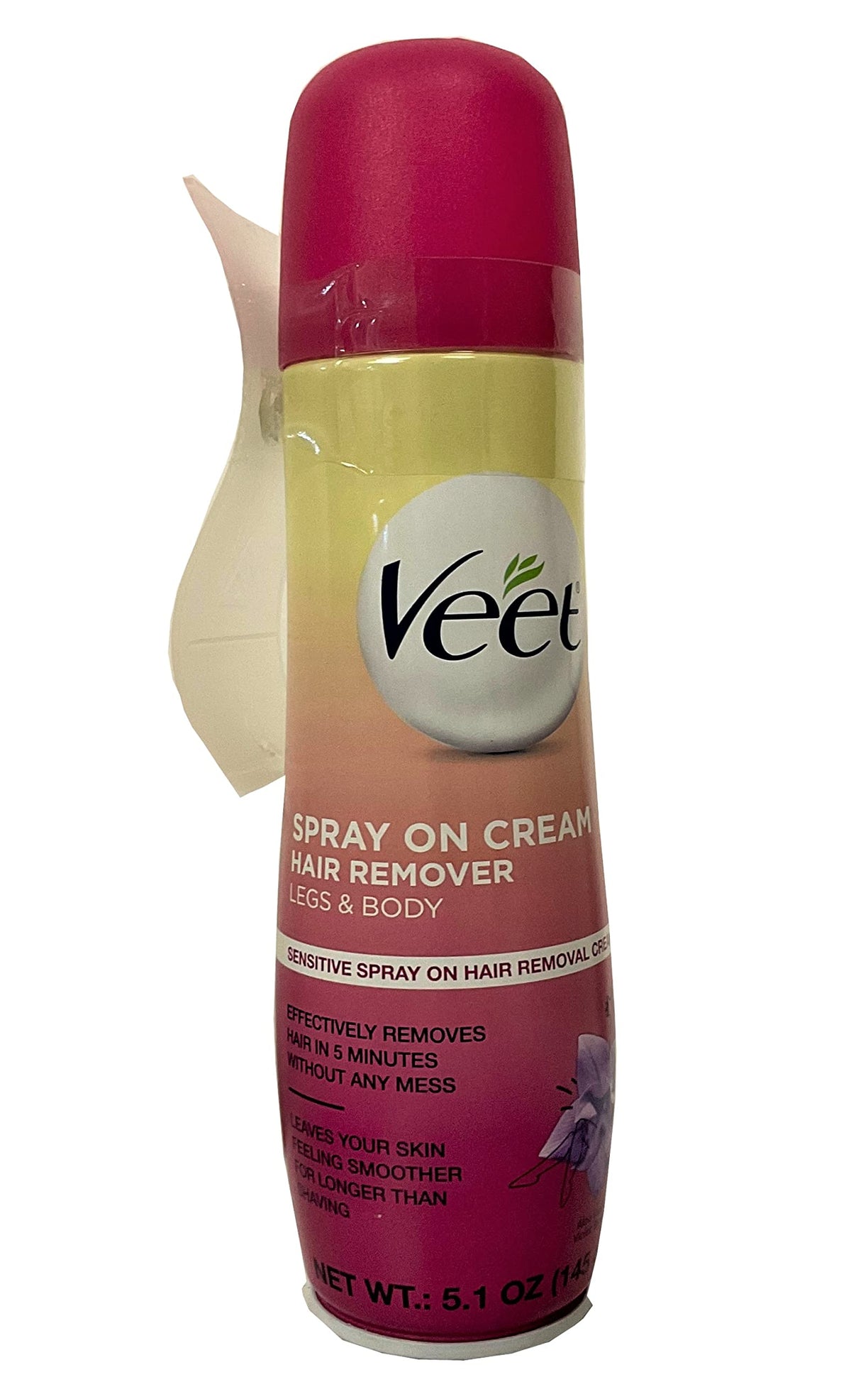 Veet Spray On Hair Removal Cream For Legs & Body, 5.1 Oz - Fast & Easy Hair Removal