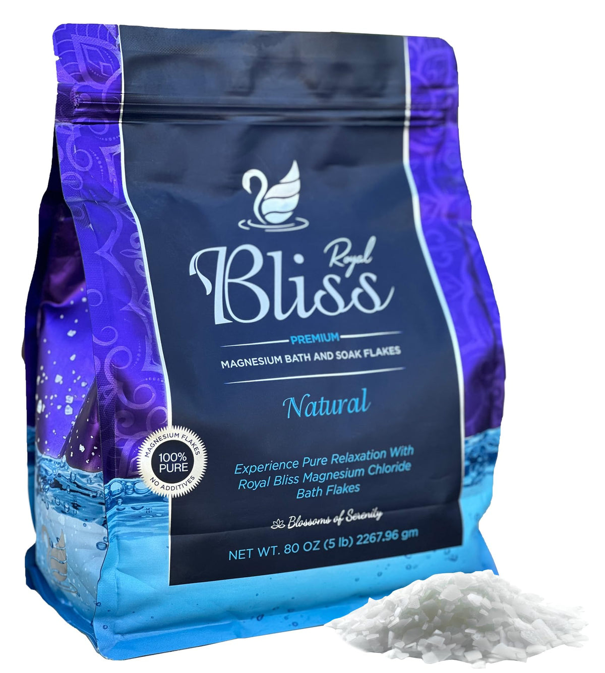 Royal Bliss Magnesium Flakes 5 Lb - 100% Pure Magnesium Chloride For Relaxation & Muscle Recovery