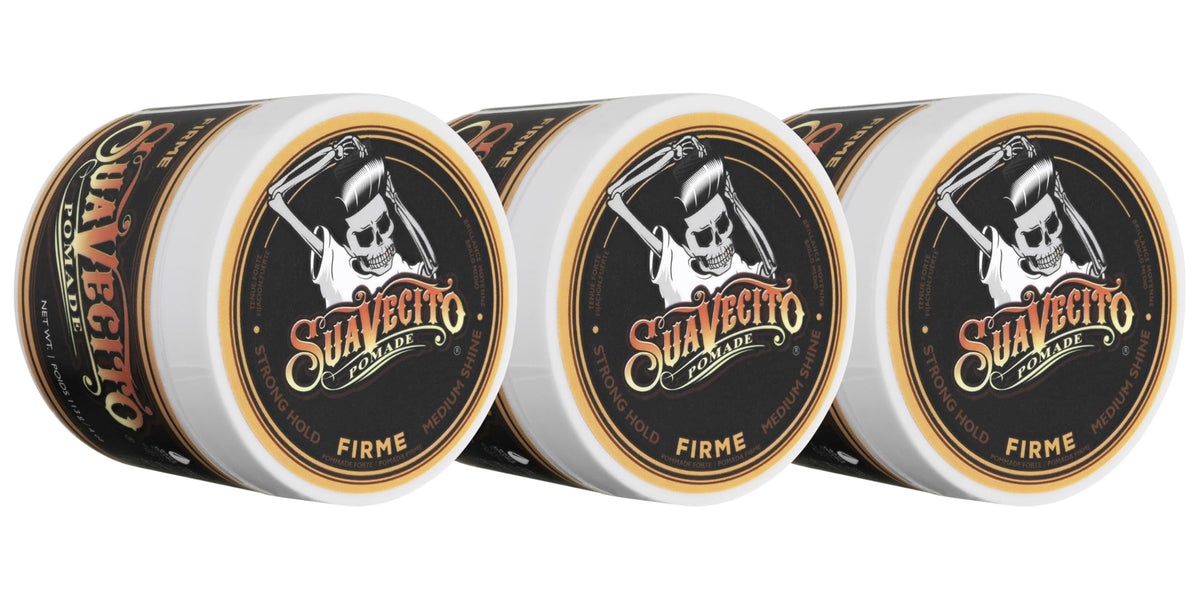 Suavecito Pomade Firme Hold 4 Oz, 3 Pack - Strong Hold Hair Gel For Men, Medium Shine