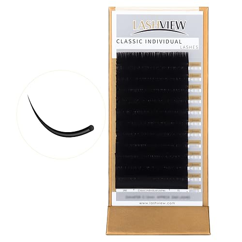 LASHVIEW 0.20mm D Curl Silk Eyelash Extensions Mixed Tray 8-15mm for Professional Salon Use