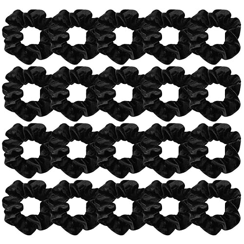 Didder Black Velvet Hair Scrunchies, 20 Pcs High Elasticity Soft Hair Ties for Women & Girls