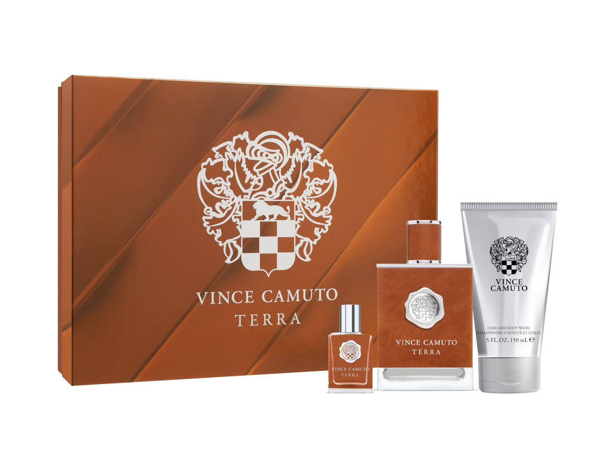 Vince Camuto Terra Men'S Gift Set - Eau De Toilette 3.4 Fl Oz & Hair & Body Wash - Christmas Gift