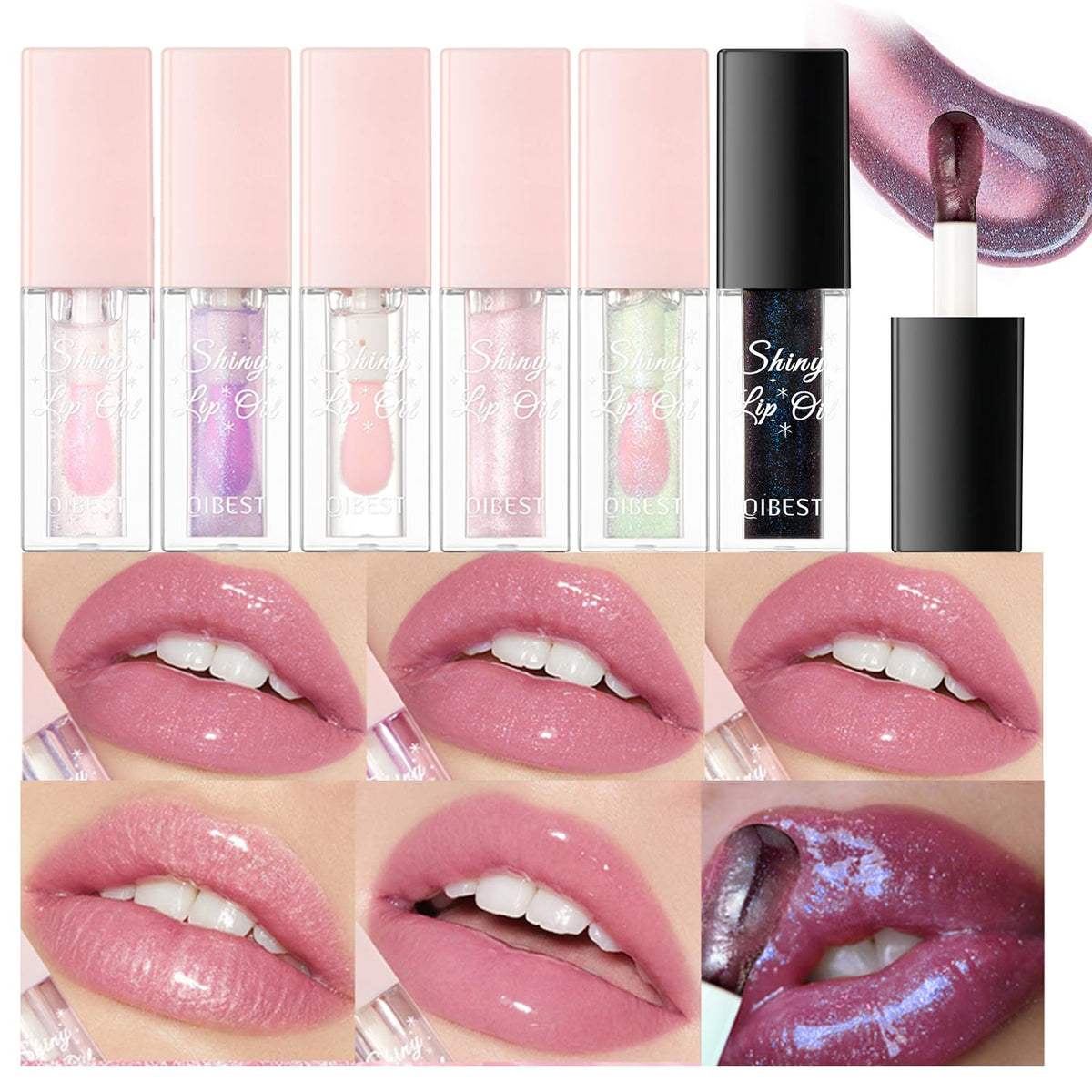 Bangfeng 6Pcs Color Changing Lip Oil Set - Moisturizing High Shine Plumping Lip Gloss For Women