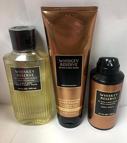 Bath & Body Works Whiskey Reserve 3-Piece Men'S Grooming Set - Hair, Face & Body Wash, Spray, Cream