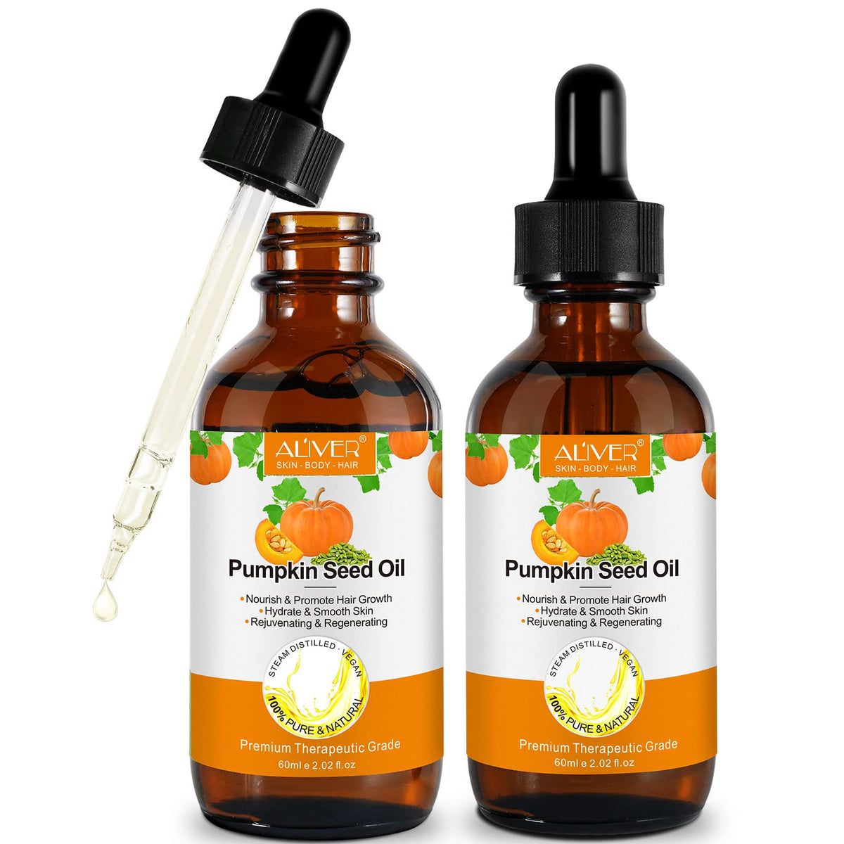 Generic Pumpkin Seed Oil 2 Pack - Pure Cold Pressed For Hair Growth & Scalp Moisturization