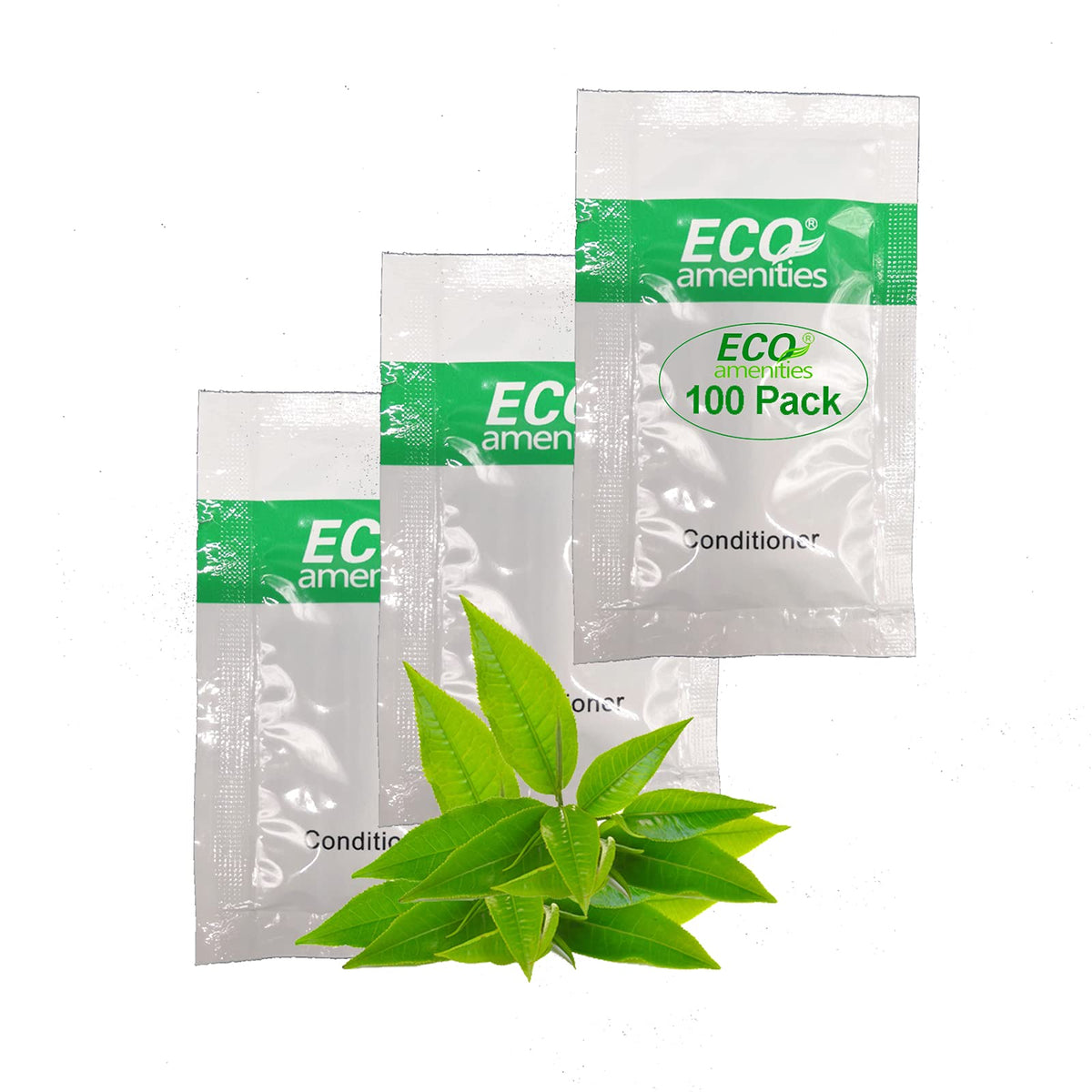 Eco Amenities Travel Size Hair Conditioner, 0.35 Fl Oz, 100 Pack, Green Tea Scent, Hotel Supplies