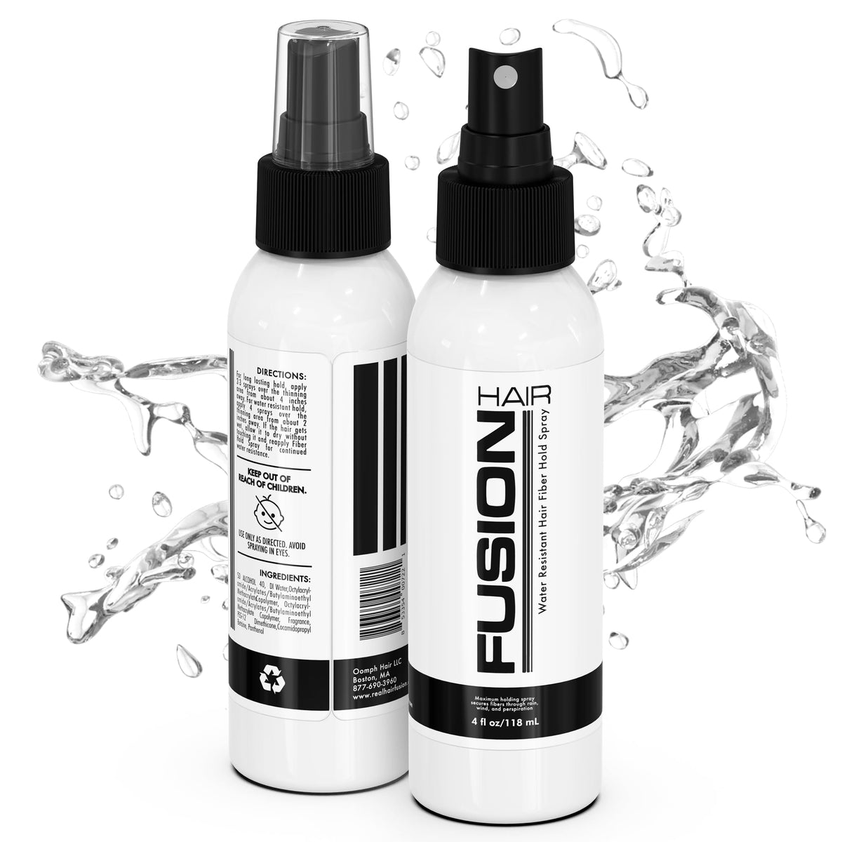 Hair Fusion Water Resistant Hair Fiber Spray 4Oz - Uv Protection, Quick Dry, All Day Hold