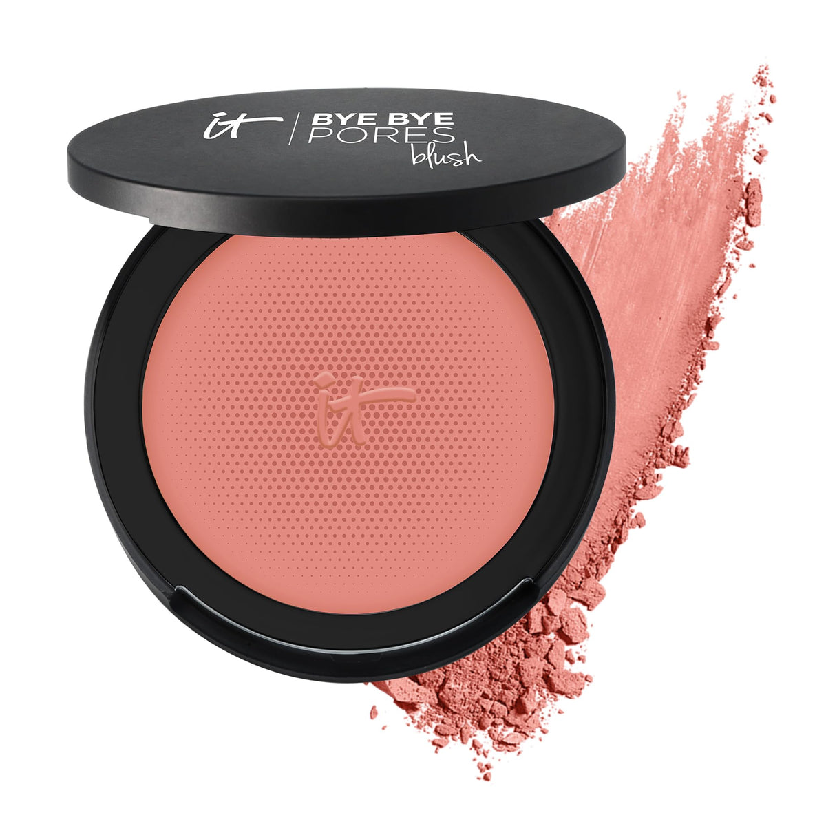 It Cosmetics Bye Bye Pores Blush - Naturally Pretty Warm Peach, Sheer Buildable Color, 0.19 Oz