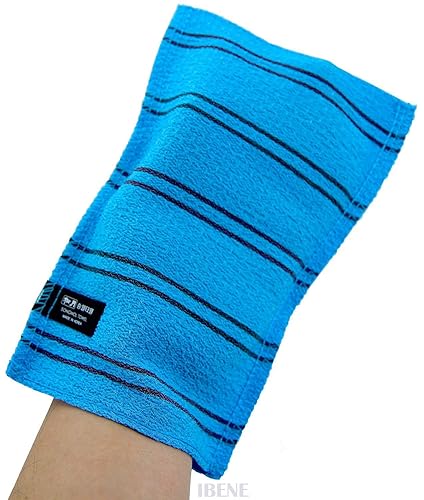 Songwol Korean Exfoliating Bath Scrub Gloves - 4Pcs Hard Viscose Towel, Blue & Green