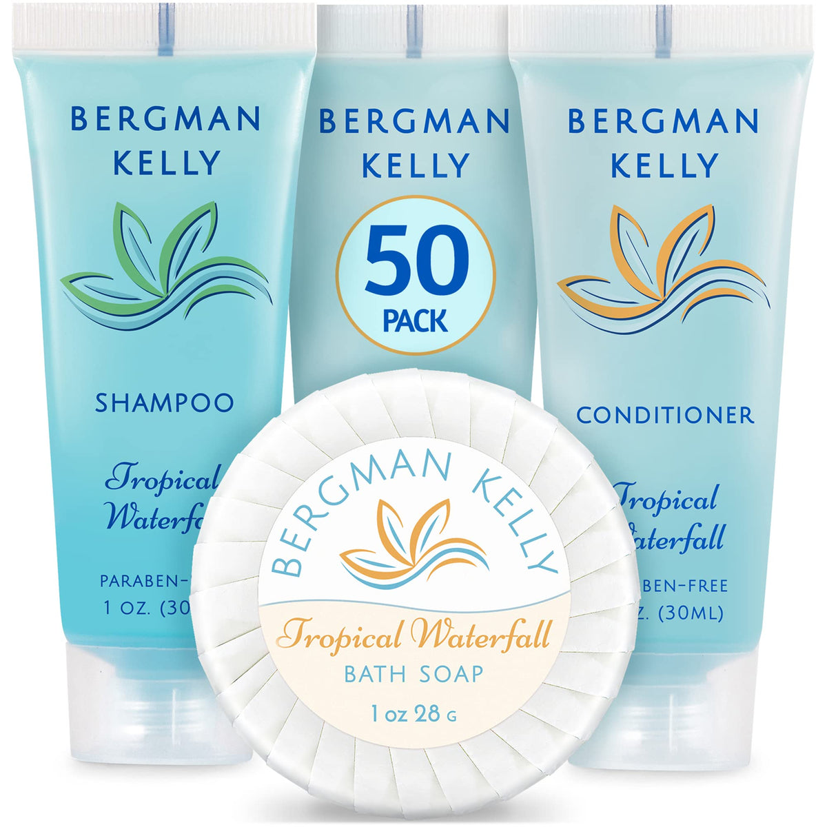 Bergman Kelly Tropical Waterfall Hotel Soap, Shampoo & Conditioner Set, 1 Oz, 150 Pcs