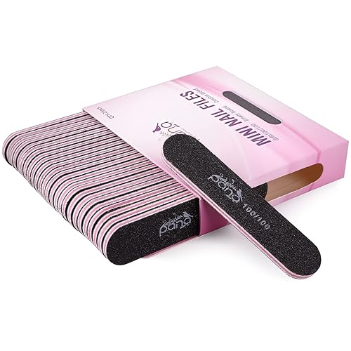 Pana 25Pcs Mini Double Sided Nail Files - Black 100/100 Grit Emery Board For Manicure/Pedicure