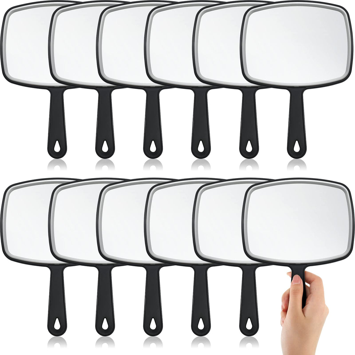 Geetery Handheld Cosmetic Mirror - 12 Pcs Black Makeup Mirror For Home, Travel & Salon