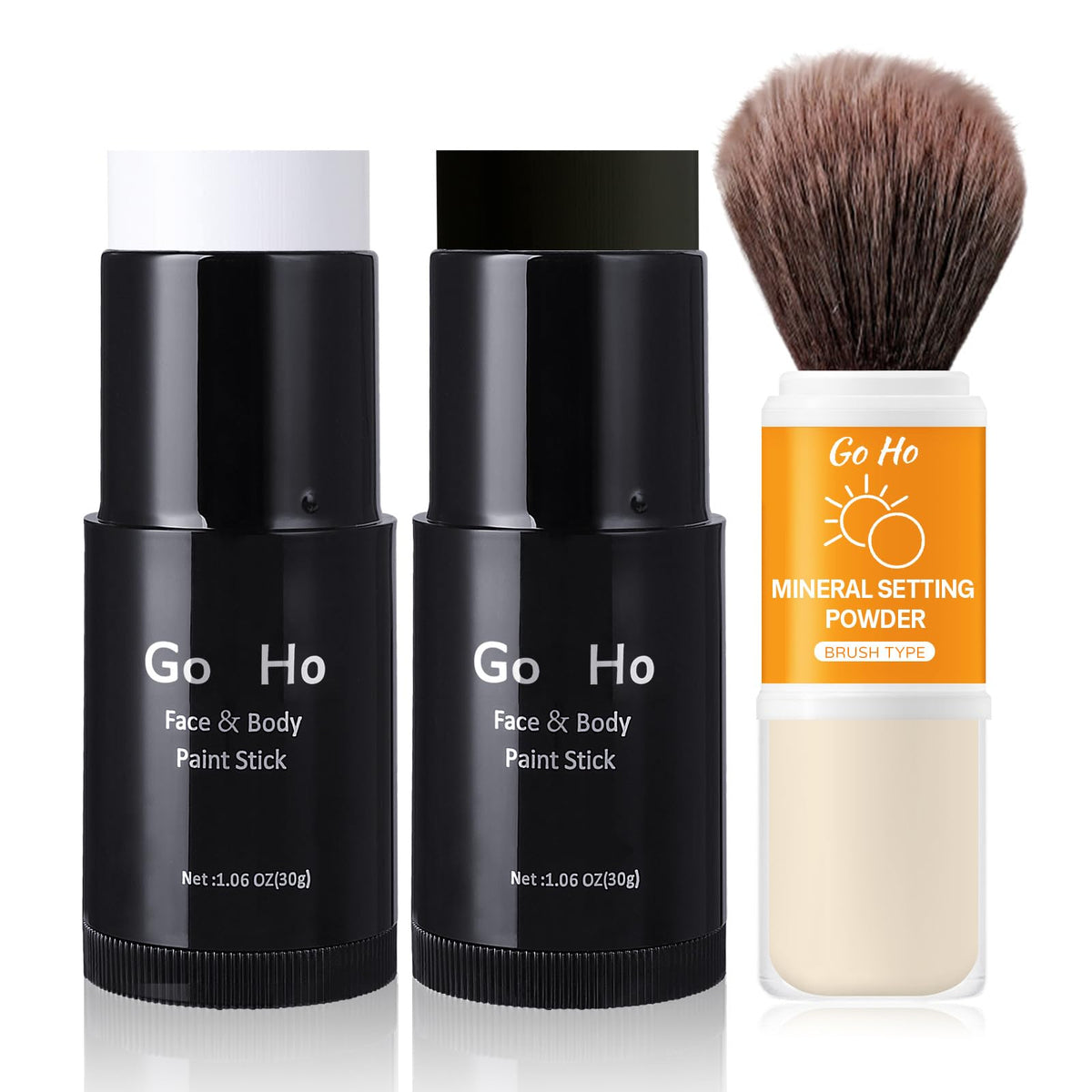 Go Ho Waterproof Face Paint Stick & Setting Powder Brush For Halloween Cosplay Makeup