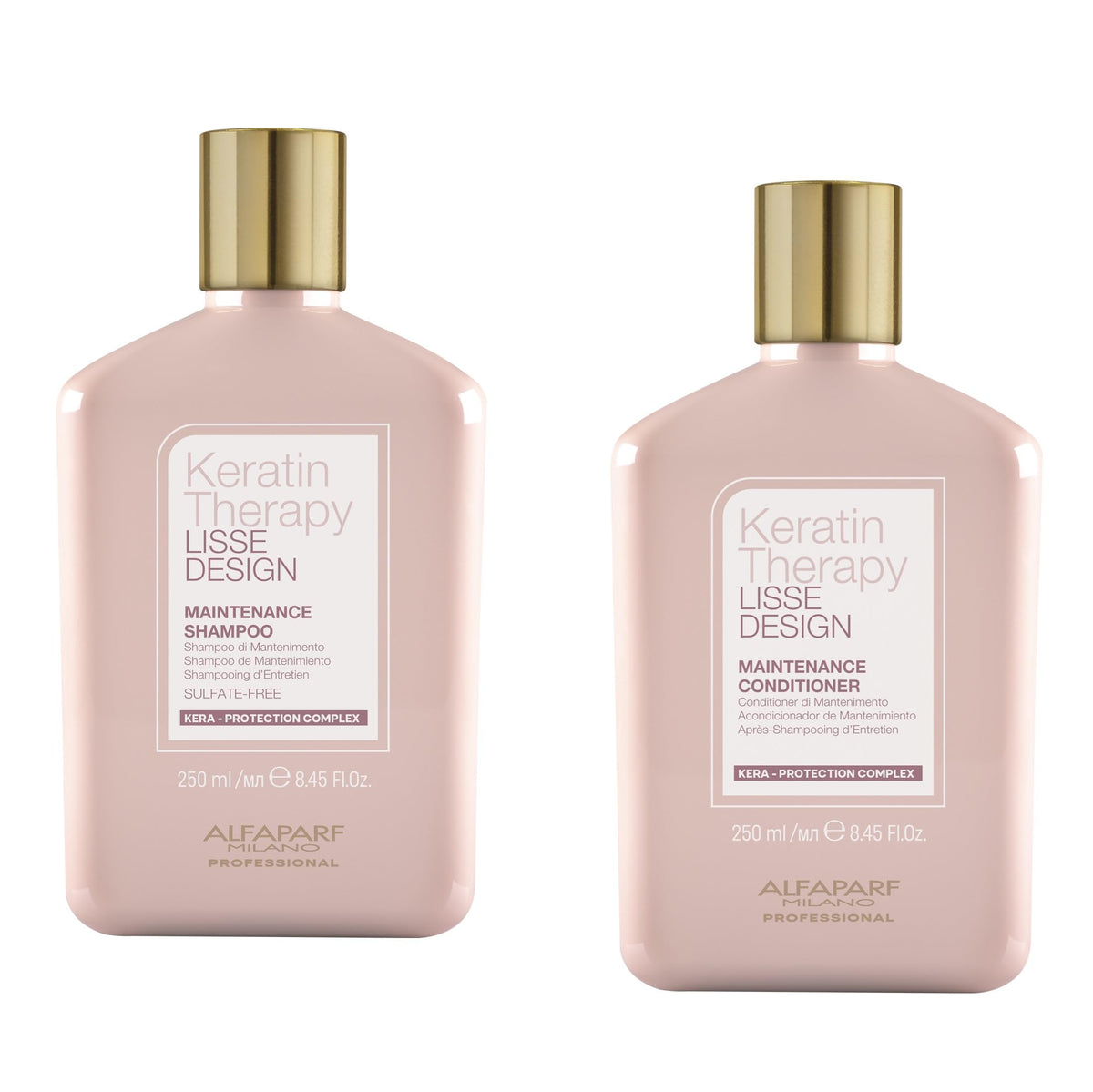 Alfaparf Milano Keratin Therapy Shampoo & Conditioner Set - Sulfate Free, 8.45 Oz