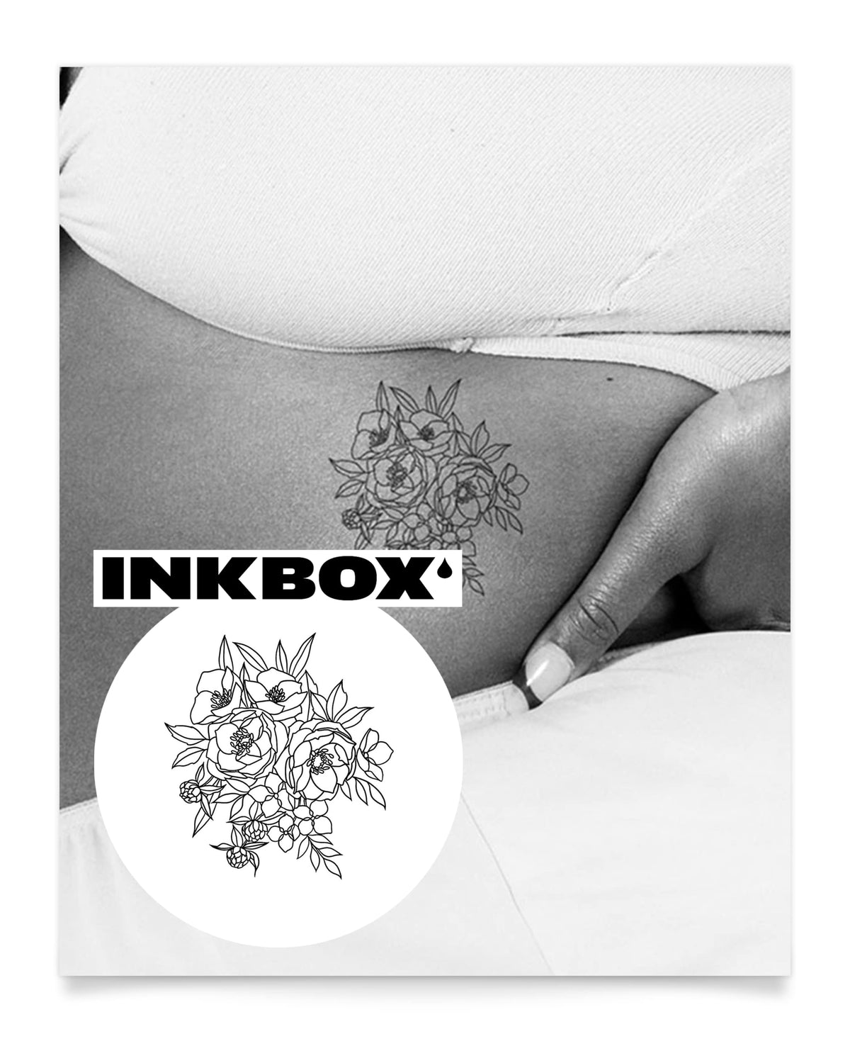 Inkbox Tussie Mussie Temporary Tattoo - 4X4 In, Water-Resistant, Lasts 1-2 Weeks