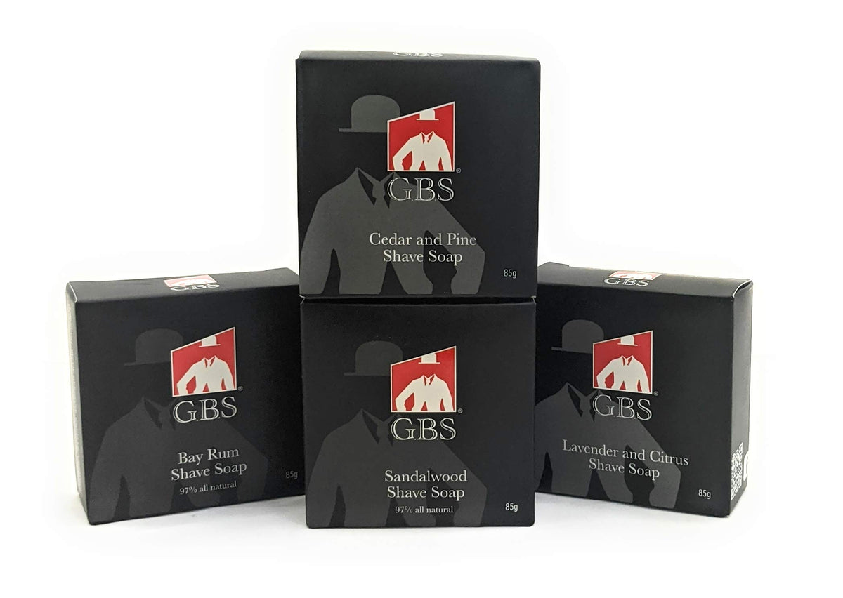 G.B.S Men’S Shaving Soap Pack - 97% Natural, Shea Butter & Glycerin, 4 Scents, 