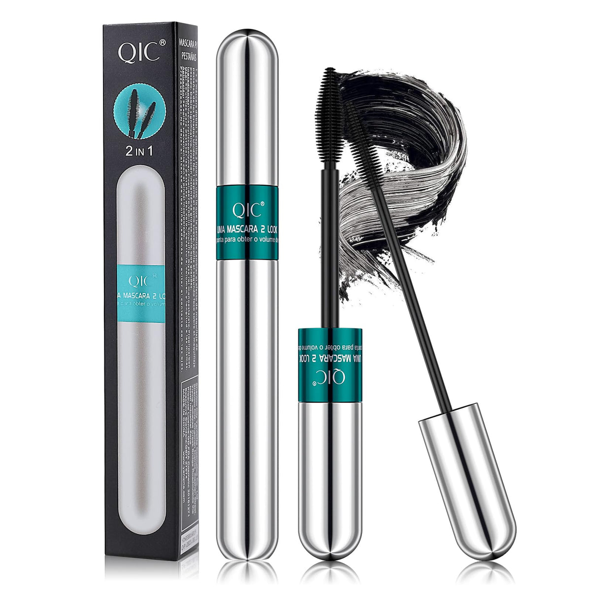 Yanqina Waterproof Black Volume Length Mascara - 2-In-1 Long-Lasting, Smudge-Proof, No Clumping