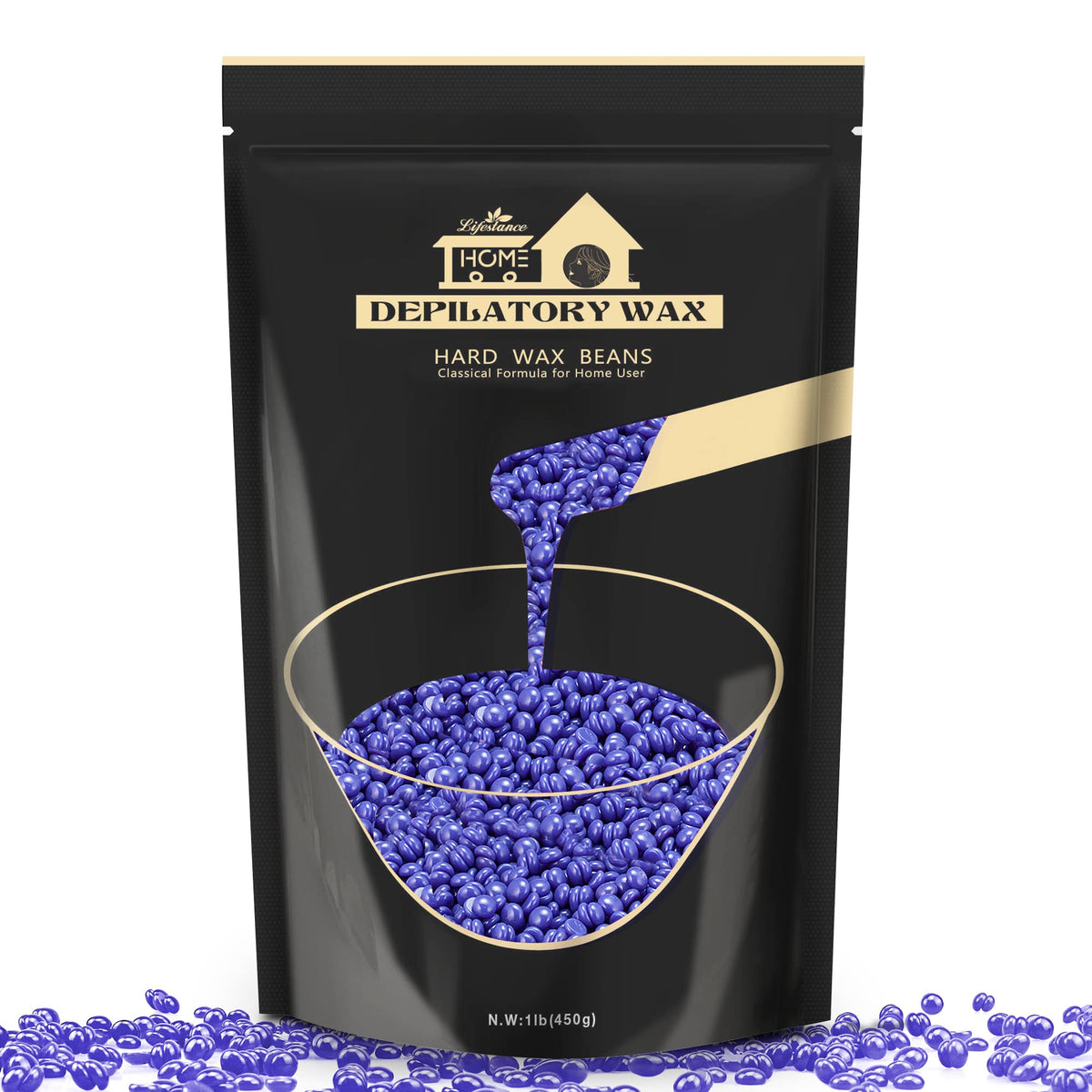 Lifestance Hard Wax Beans Kit - 1lb Violet Pearl Stripless Wax for Men & Women Hair Removal