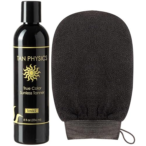 Tan Physics Self Tanner 8Oz With Exfoliation Mitt - Best Sunless Tanner For Quick, Natural Tan