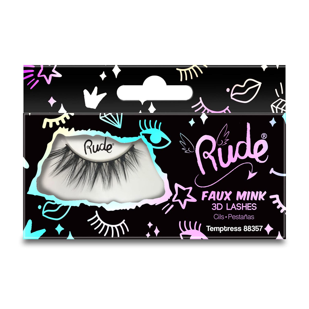 RUDE Faux Mink 3D Lashes - Temptress Pair for Women, 1 Pc Essential Eyelash Accessory