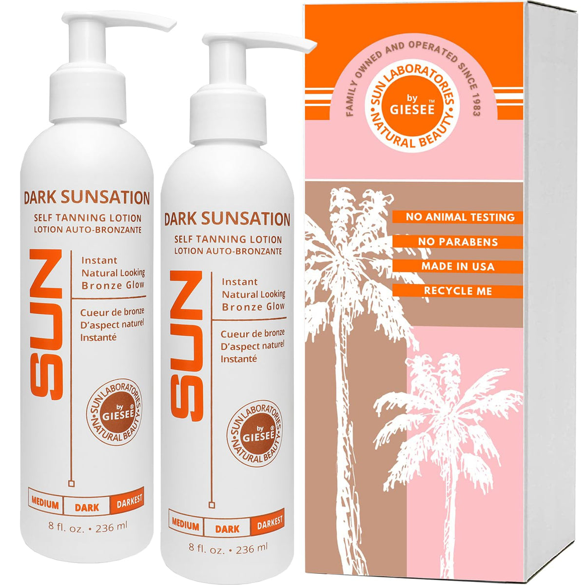 Sun Laboratories By Giesee Dark Sunsation Self-Tanning Lotion - Ultra Dark 2 Pack 8 Oz