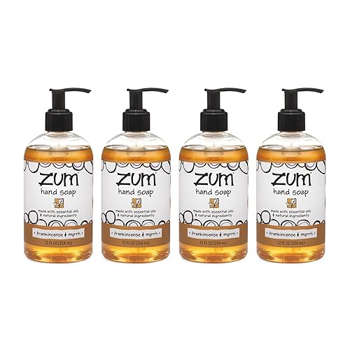 Zum Hand Soap - Frankincense & Myrrh Scent - Natural Liquid Soap For Kitchen & Bathroom - 12 Oz (4 Pack