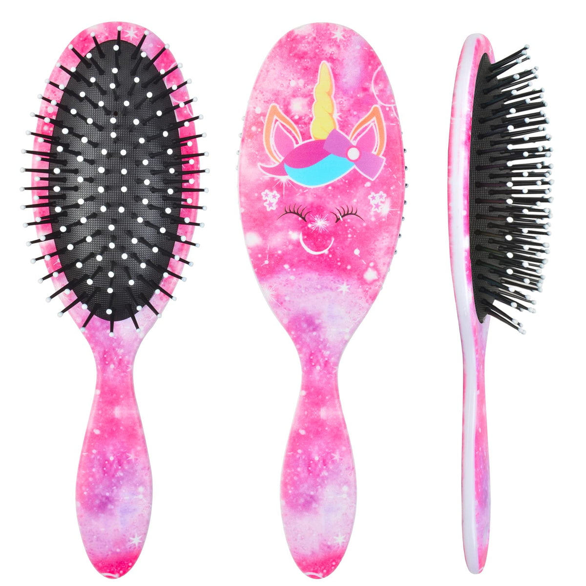 Olypegic Kids Hair Brush - Pink Unicorn Detangling Brush For Curly & Thick Hair