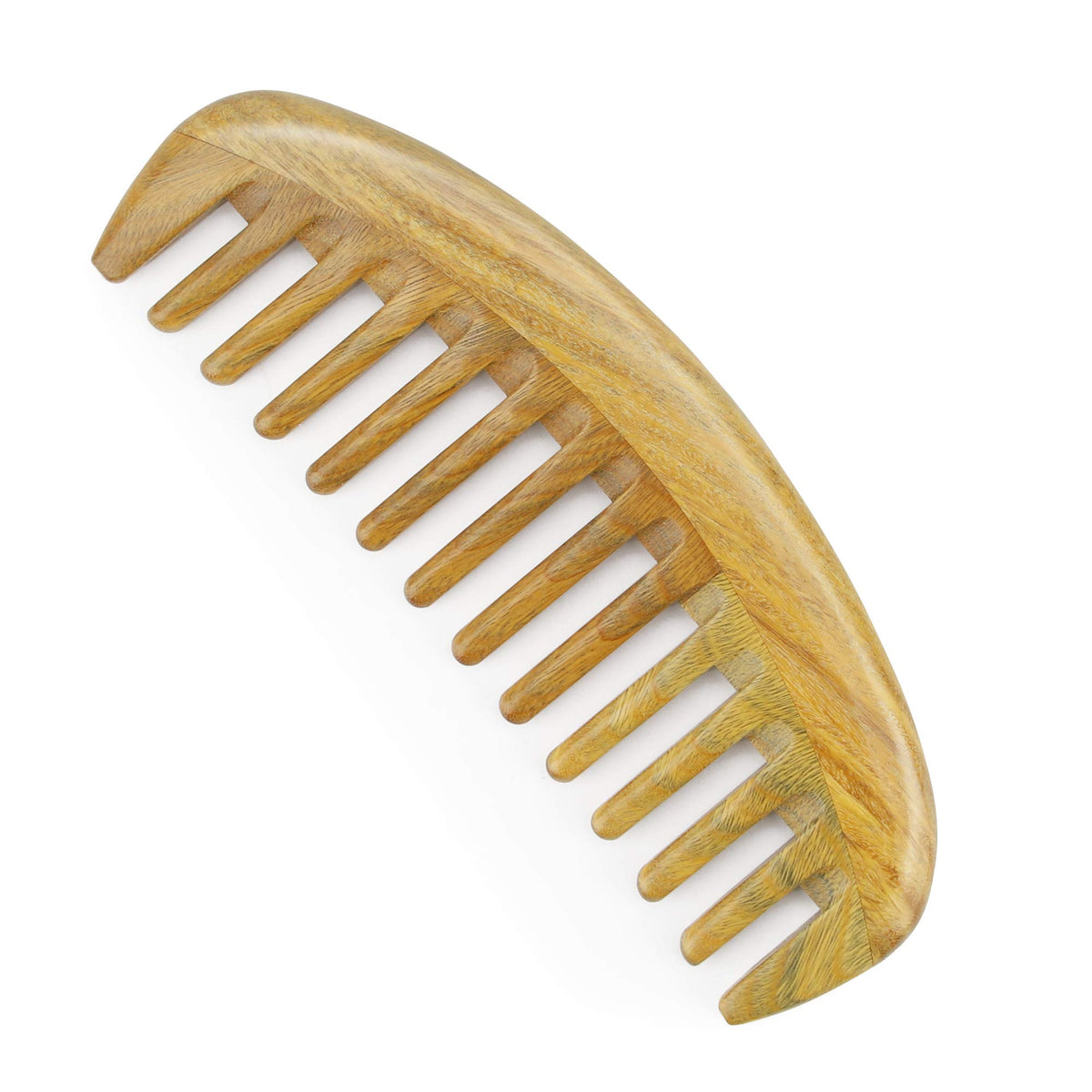 Onedor 100% Natural Green Sandalwood Hair Comb - Anti-Static Oval Wide Tooth Wooden Detangler