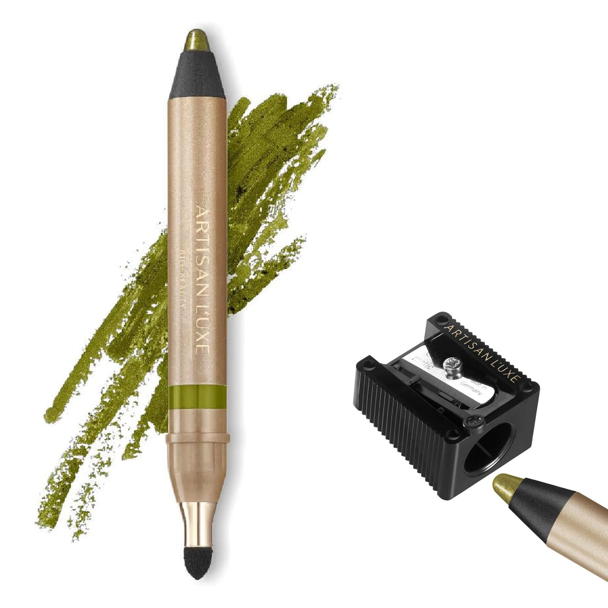 Artisan L'Uxe Jumbo Eyeliner Pencil & Sharpener - Olive Green, Waterproof, Long-Lasting