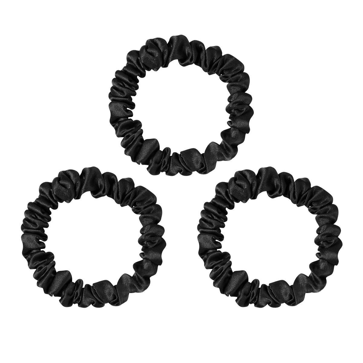 Olesilk Thick Black Silk Hair Scrunchies For Curly Hair - 3 Piece Set