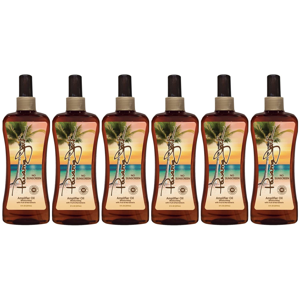 Panama Jack Amplifier Suntan Oil, 0 Spf, Light Formula, 8 Fl Oz (Pack Of 6), Tropical Fr