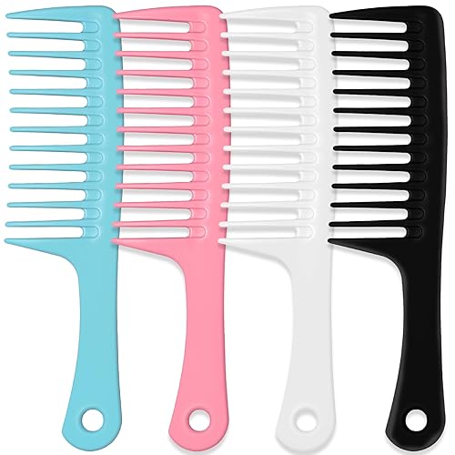 MODENGKONGJIAN 4PCS Wide Tooth Detangling Comb Set for Curly, Wet, Long Hair - Multi-colored