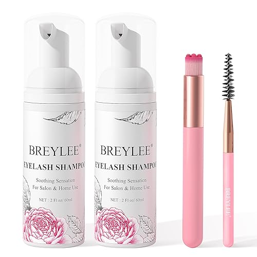 Breylee Lash Shampoo 60Ml - 2Pcs Eyelash Extension Cleanser, Foam Wash For Salon & Home Use