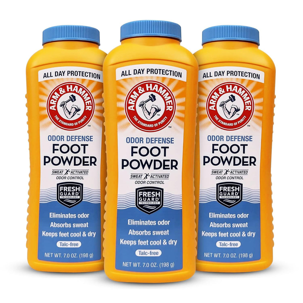 Arm & Hammer Talc-Free Foot Powder, Odor & Moisture Control, 7 Oz (3 Pack) For Men & Women