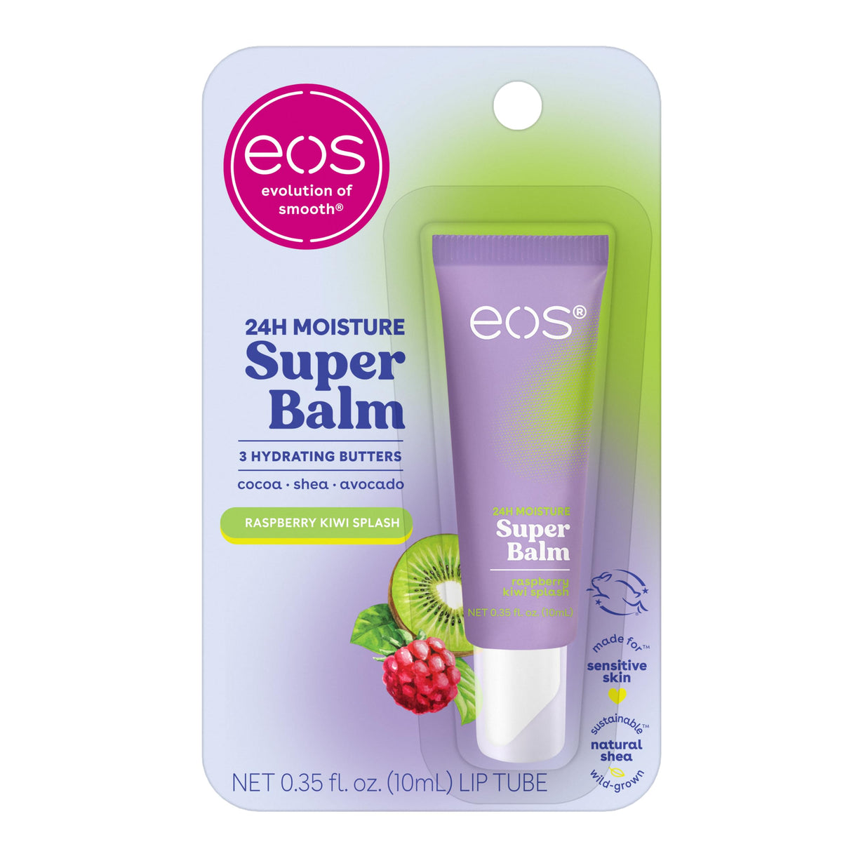 Eos 24H Moisture Super Balm - Raspberry Kiwi Splash Lip Mask For Sensitive Skin, 0.35 Fl Oz