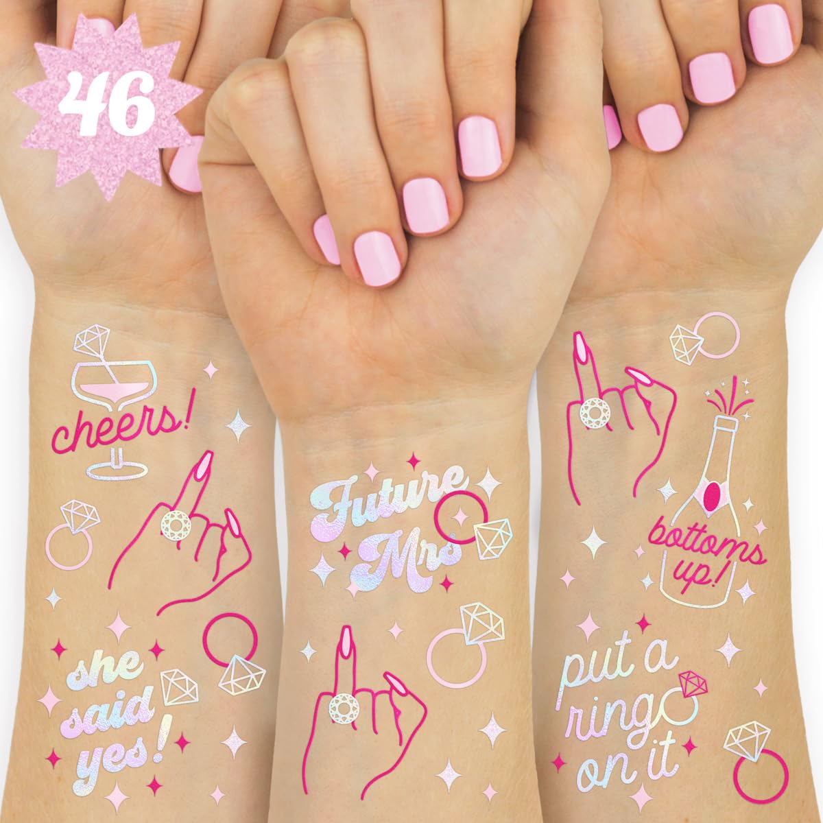 Xo, Fetti Bride'S Ring Finger Tattoos - Foil Bachelorette Party Decor & Bridal Shower Supplies