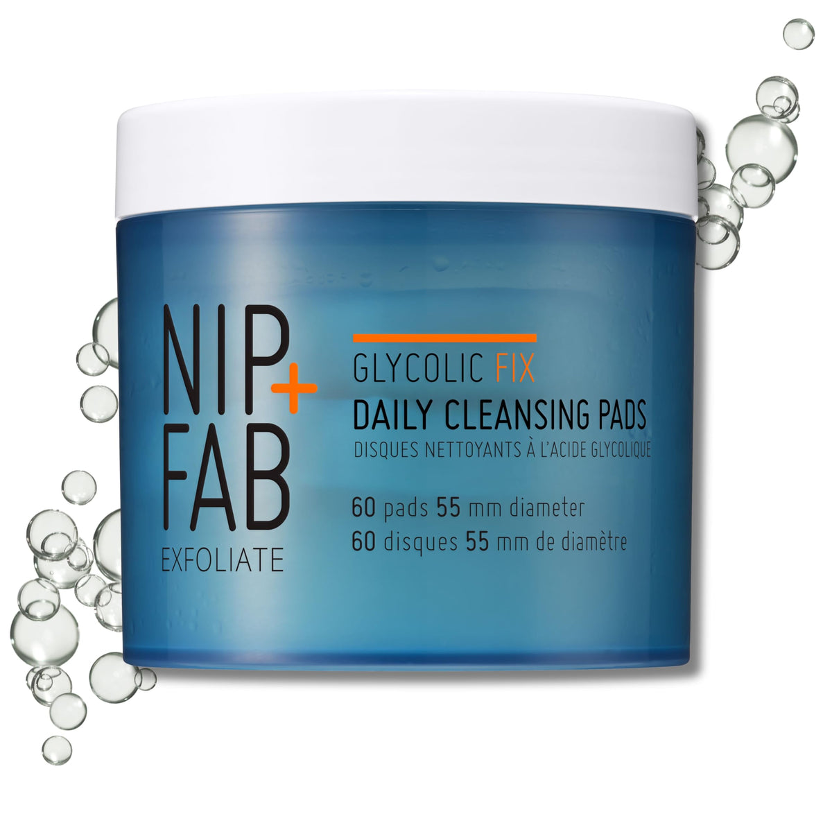 Nip + Fab Glycolic Acid Daily Cleansing Pads With Hyaluronic Acid, 60 Count Exfoliating Aha