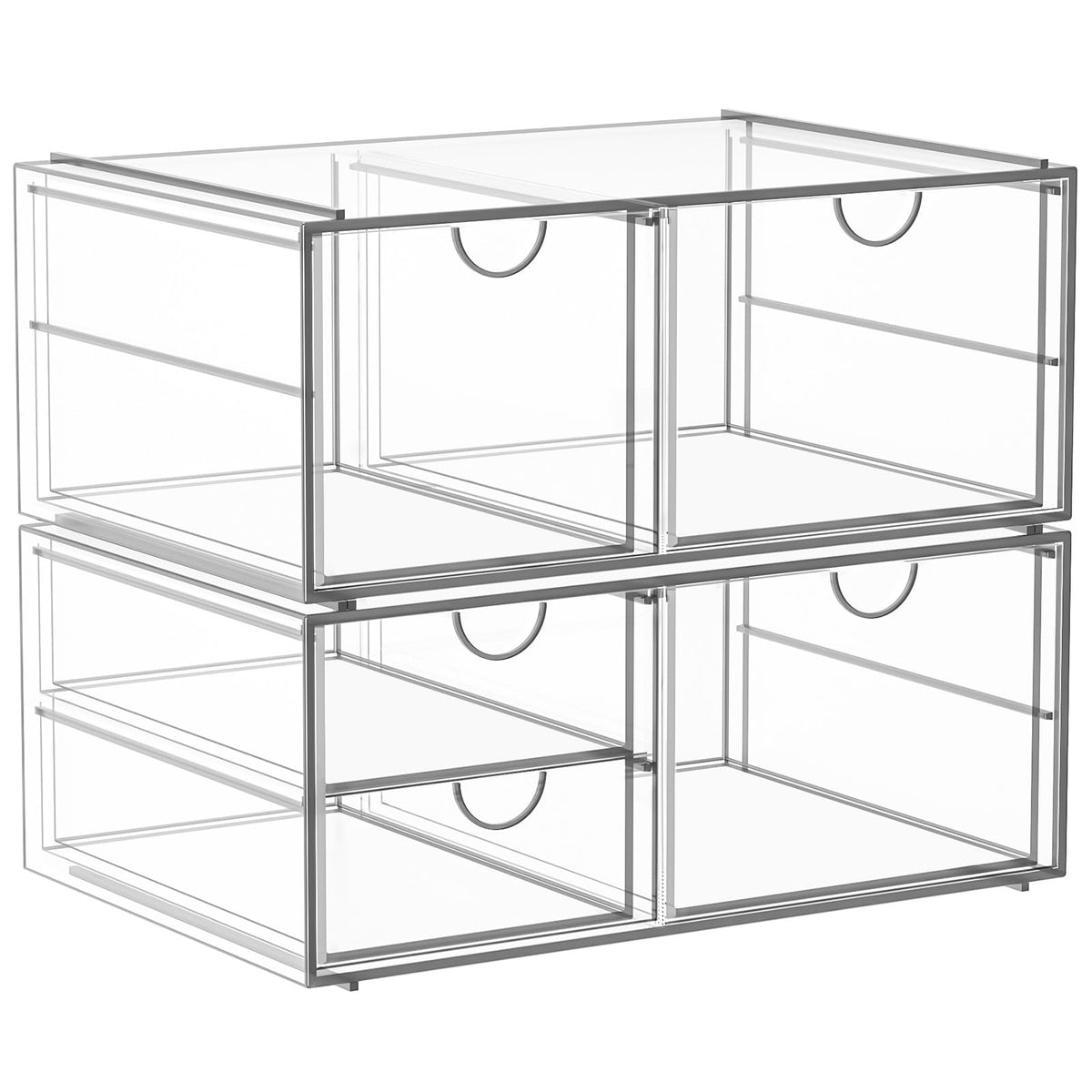 Yfxcvsl Acrylic Makeup Organizer With 5 Drawers, Clear Stackable Storage For Vanity And Home