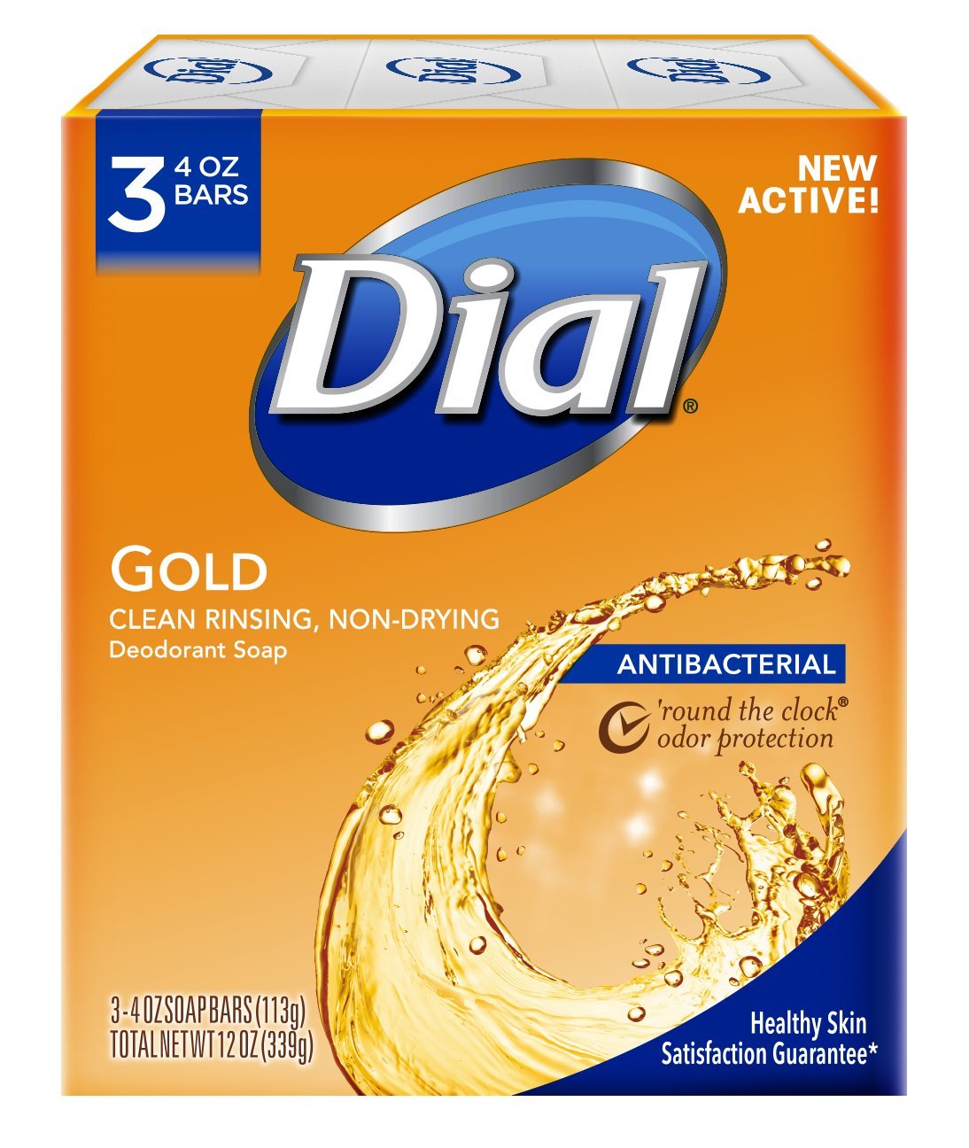 Dial Antibacterial Deodorant Bar Soap, Advanced Clean, Gold, 4 Oz (Pack Of 3)